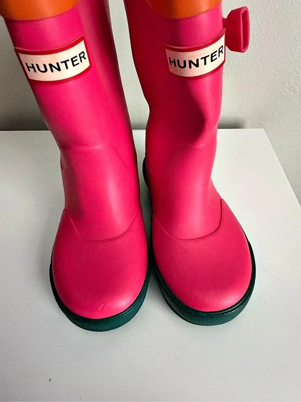 Hunter Kids First Classic Rain Boots, Pink & Green
